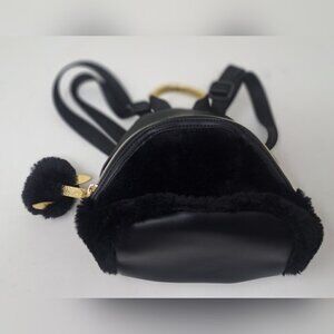 NWOT Kendall & Kylie Mini Backpack Black Faux Fur Faux Leather